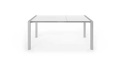 Table extensible Sushi, Stratifié blanc, L 100-170 x l 100 cm, Aluminium andoisé