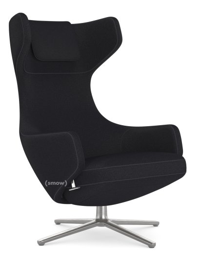 Fauteuil Grand Repos, Fauteuil Grand Repos, Tissu Cosy 2 noir mérinos, 40 cm, Poli