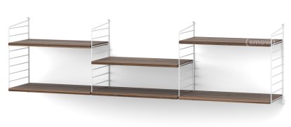 Étagère murale L String, 30 cm, Blanc, Placage noyer