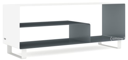 Sideboard R 111, Bicolore   , Blanc pur (RAL 9010) - Gris basalte (RAL 7012), Piétement luge laqué de la même couleur que l'extérieur