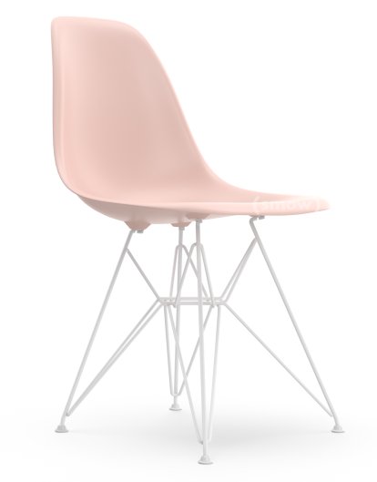 Eames Plastic Side Chair DSR, Rose pâle, Sans rembourrage, Sans rembourrage, Version standard - 43 cm, Revêtement blanc