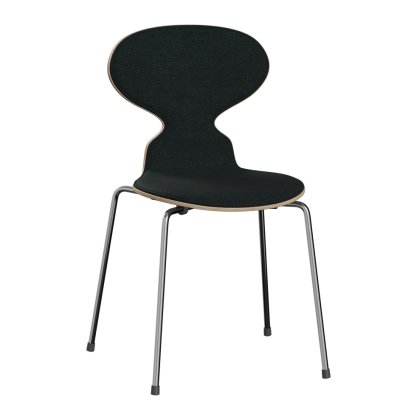 Chaise Fourmi (Ant) 3101 avec rembourrage avant, Bois laqué clair, Noyer naturel, Remix 183 - Noir, Chromé