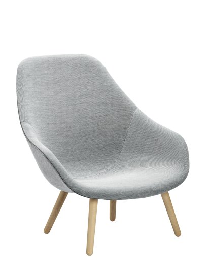 Fauteuil About A Lounge Chair High AAL 92, Hallingdal 130 - gris clair, Chêne laqué, Sans coussin d'assise