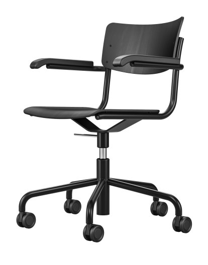 S 43 DR/FDR Atelier, Hêtre teinté noir, Noir (RAL 9005), Avec accotoirs