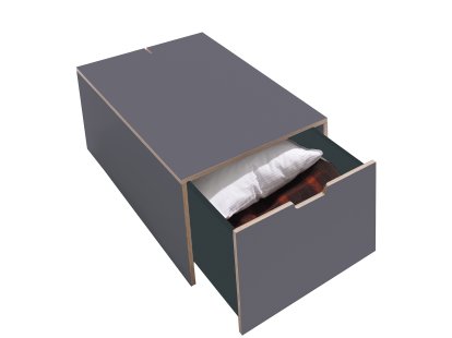 Tiroir de lit 16, L 93,1 x L 46,8, Mélaminé anthracite avec bords bouleau, Classique (sans roulettes)