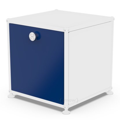 Porte abattante USM Haller, 35 cm x 35 cm, Bleu acier RAL 5011, Avec poignée sans serrure