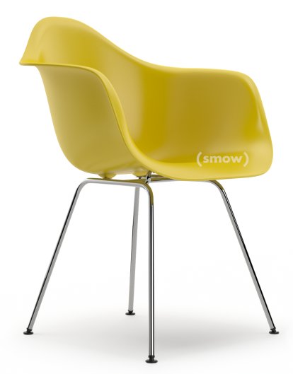 Eames Plastic Armchair DAX, Moutarde, Sans rembourrage, Sans rembourrage, Version standard - 43 cm, Chromé