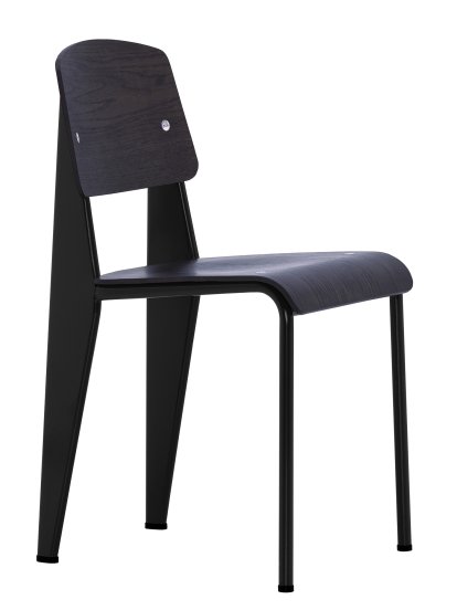 Chaise Standard, Piétement noir intense/assise et dossier chêne foncé