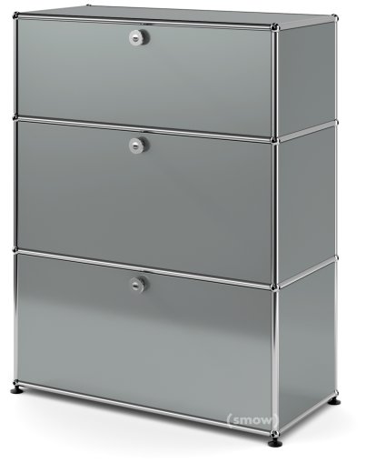 Commode USM Haller avec 3 tiroirs, H 95 + 4 x L 75 x P 35 cm, Gris moyen RAL 7005