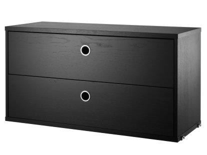 Caisson à tiroirs String System, 78 x 30 cm, Placage frêne noir