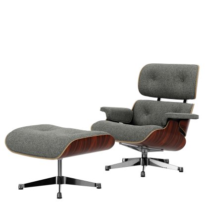 Eames Lounge Chair & Ottoman Nubia, Sel et poivre  / Palissandre Santos, naturel