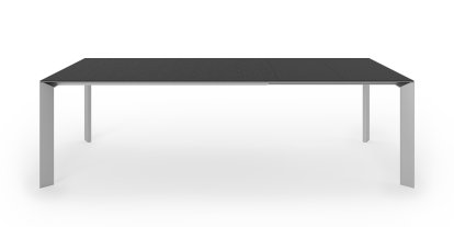 Table à manger Nori, Stratifié noir, L 166-260 x L 100 cm, Aluminium laqué blanc