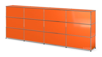 Comptoir d’accueil USM Haller version 1, Orange pur RAL 2004, 300 cm (4 éléments), 35 cm