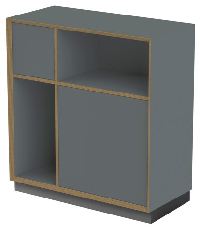 Étagère Vertiko Ply, Version 3, Anthracite, Avec socle