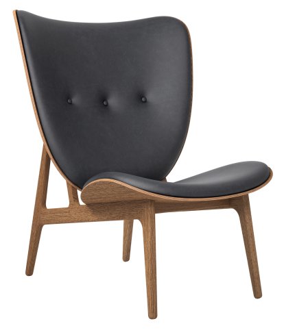 Fauteuil Éléphant, Cuir Dunes anthracite , Chêne fumé clair