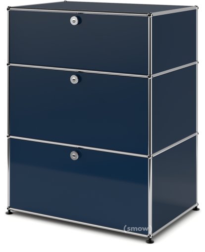 Commode USM Haller avec 3 tiroirs, H 95 + 4 x L 58 x P 50 cm, Bleu acier RAL 5011