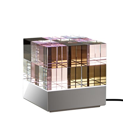 Lampe de table Cube Light, Poli, Rose / noir, Sans télécommande