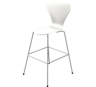 Chaise de bar Série 7 3187/3197, 76 cm, Laqué, Blanc