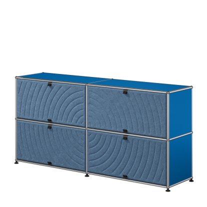 Buffet USM Haller L avec USM Soft Panels, rond, Bleu gentiane RAL 5010, Bleu