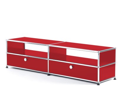 Meuble TV USM Haller avec portes coulissantes, Rouge rubis USM