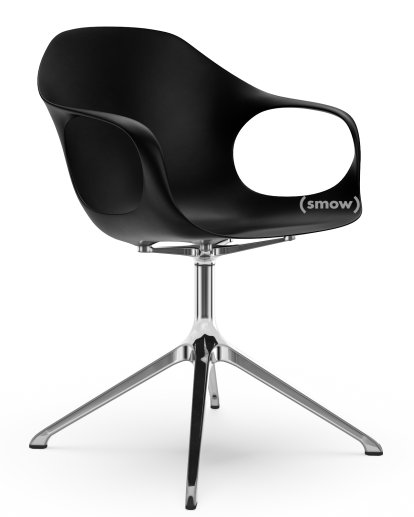 Chaise pivotante Elephant, Noir, Aluminium poli