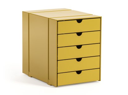 Casiers USM Inos C4 pour étagère USM Haller, Avec 5 plateaux, Jaune or RAL 1004
