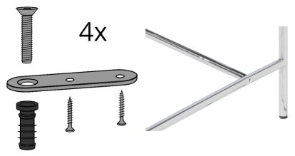 Système de fixation pour tréteaux / châssis de table Eiermann (Lot de 4), Acier inoxydable 