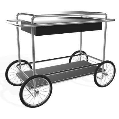 Chariot M4RS, Verni noir / nickelé, Avec support pour bouteilles