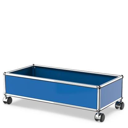 USM Haller boîte à roulettes, Bleu gentiane RAL 5010, Souples pour sols durs