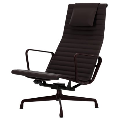 Aluminium Chair EA 124, Aluminium revêtu par poudre couleur bordeaux foncé, Cuir (Standard), Prune