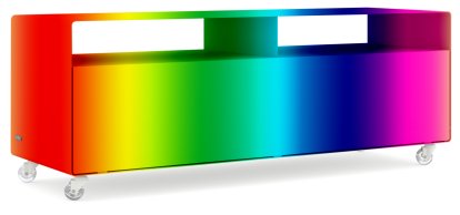 Meuble TV R 109, Monochrome, Couleur au choix (RAL Classic), Roulettes transparentes