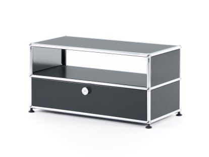 Meuble bas Lowboard TV USM Haller avec porte coulissante, Anthracite RAL 7016