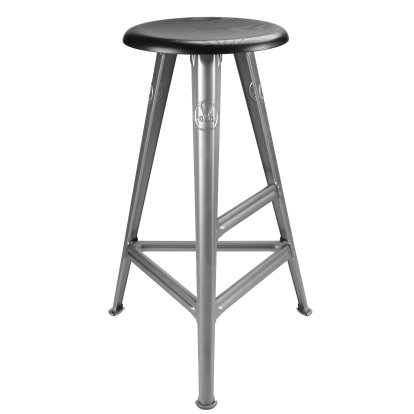 Tabouret Rowac – Modèle 1 / 75 cm, Chêne noir, Naked steel