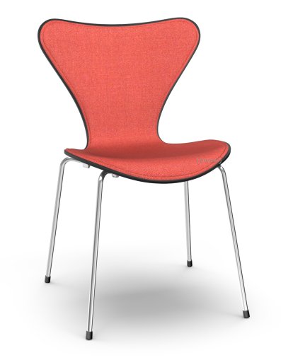 Chaise Série 7 3107 avec rembourrage avant, Laqué, Laqué noir, Remix 643 - Rouge, Chromé