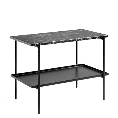 Table Rebar, H 55 x L 75 x P 44 cm, Plateau marbre / Tableau acier thermolaqué noir