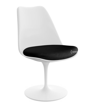 Chaise Tulip Saarinen, Rotatif, Coussin d'assise, Blanc, Black (Eva 138)