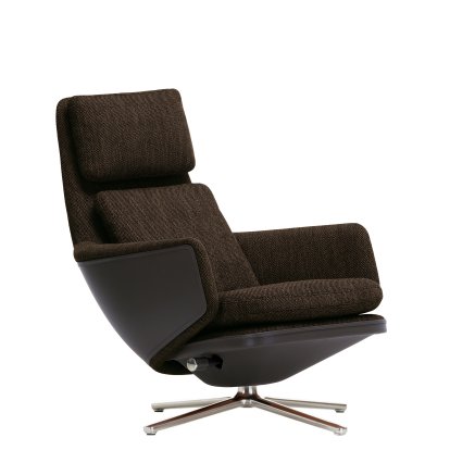 Fauteuil Grand Relax, Sans repose-pieds, Tissu Corsaro, mélange de poivres / Cuir Forte, gris ombre, Poli, 41,5 cm