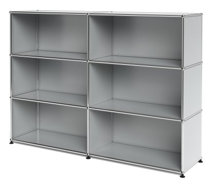 Meuble haut Highboard L USM Haller, personnalisable, Gris clair RAL 7035, Ouvert, Ouvert, Ouvert