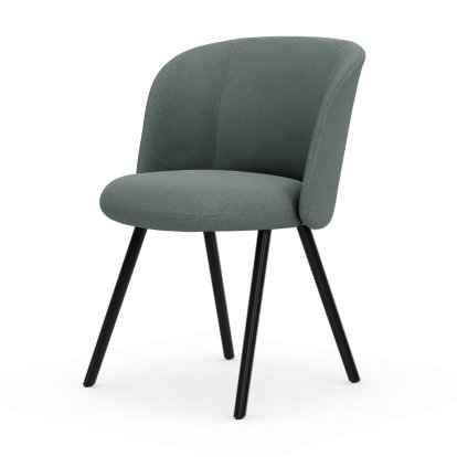 Chaise Mikado, Piètement à quatre pieds, 4 pieds, aluminium laqué basic dark, Dumet, sauge / bleu acier, Patins en feutre pour sols durs