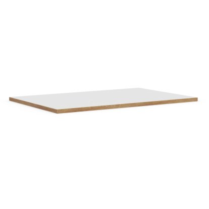 Plateau de table Eiermann, Mélaminé blanc avec bords chêne, 200 x 90 cm