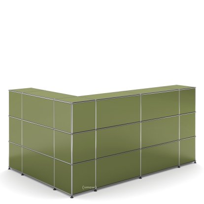 Comptoir d’accueil USM Haller version 4, Vert olive RAL 6003, Coin fermé