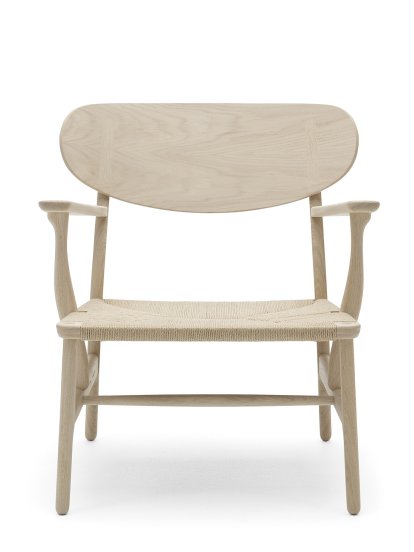 CH22 Lounge Chair, Chêne savonné, paillage naturel