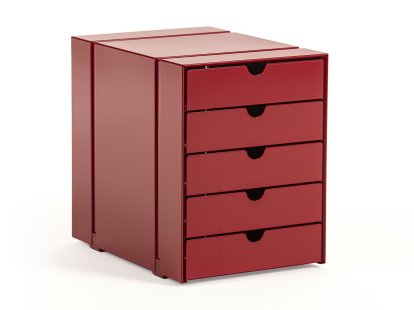 Casiers USM Inos C4 pour étagère USM Haller, Avec 5 plateaux, Rouge rubis USM
