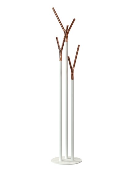 Wishbone Portemanteau, Blanc mat / cuivre poli