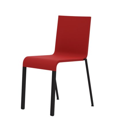 Chaise .03, Empilable, Pieds thermolaqué noir, Sans accotoirs, Rouge vif