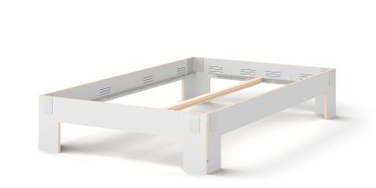 Lit Tagedieb, 140 x 220 cm, Sans tête de lit, FU (bouleau contreplaqué) blanc, Gris clair, Sans sommier