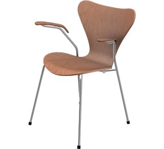 Chaise avec accotoirs Série 7 3207, 46 cm, Bois laqué clair, Cerisier naturel 