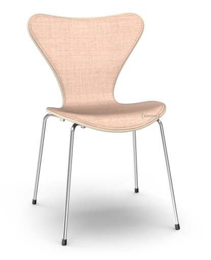 Chaise Série 7 3107 avec rembourrage avant, Bois laqué clair, Hêtre naturel, Remix 612 - Rose clair/rose, Chromé