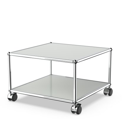USM Haller table d'appoint avec roulettes, Gris clair RAL 7035, Souples pour sols durs