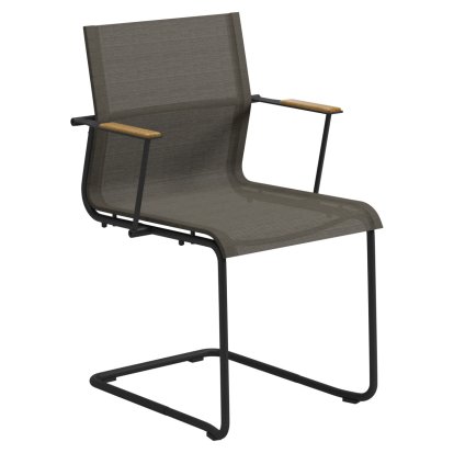Chaise Sway , Revêtement poudré anthracite, Tissu Sling granite, Avec accotoirs